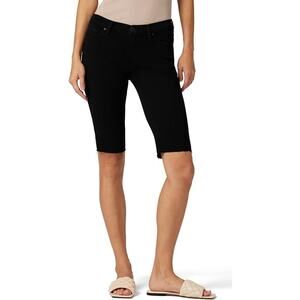 Hudson Women's 32 Black Denim Amelia Mid Rise Knee Jean Shorts Raw Hem H24-21